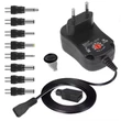 Kép 1/3 - Univerzális hálózati adapter mérlegekhez 230V, 12W, 3V/4,5V/5V/6V/7,5V/9V/12V, sztandard, vagy fordított polaritás, 8 DC plusz egy mikro USB csatlakozó