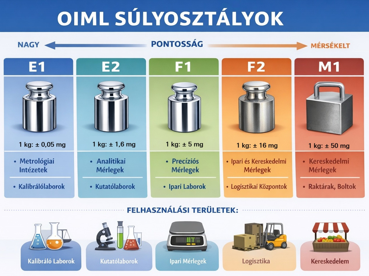 OIML súlyosztályok áttekintése