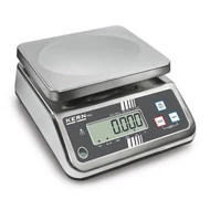 KERN FFN 3K1IPM (3kg/0,001kg) HACCP kompatibilis IP65 rozsdamentes acél digitális asztali mérleg, adapter, akkumulátor, hitelesíthető