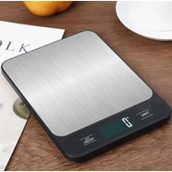 Master Cook 10kg/1g fekete ultravékony rozsdamentes acél mérőfelületű konyhai mérleg, g, kg, ml, tej ml, oz és lb mértékegységekkel - 2évG