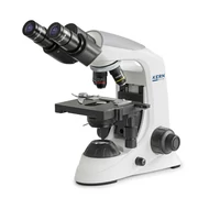 KERN OBE 122 biológiai mikroszkóp 40x/100x/400x nagyítás, állítható asztal, állítható fényerejű 3 W-os LED alsó megvilágítás, binokuláris