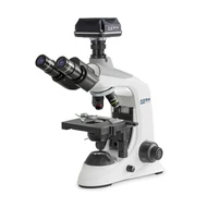 KERN OBE 124C825 biológiai digitális mikroszkóp kamerával 40x/100x/400x nagyítás, állítható asztal, állítható fényerejű 3 W-os LED alsó megvilágítás, trinokuláris, szoftver
