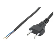 Szerelt vezeték fekete kapcsoló nélkül 250V, 2A, 2p, 2x0,75mm2, 1,8m