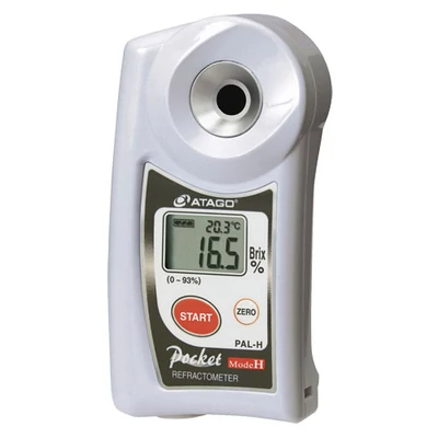 ATAGO PAL-H digitális refraktométer Brix érték (0,0-93％, 0,1%, 10-100°C között) mérésére, 100 mérés rögzítése, NFC adatátvitel