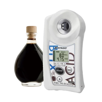 ATAGO PAL-BX|ACID181 Master Kit digitális refraktométer Brix érték (0-90％), ecetsav (0,5-12％) és arányuk mérésére, 100 mérés rögzítése, NFC adatátvitel