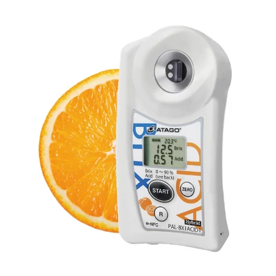 ATAGO PAL-BX|ACID1 Master Kit citrusfélék digitális refraktométer Brix érték (0-90％), savtartalom (0,1-4, 2,5-8,8％) és arányuk mérésére, 100 mérés rögzítése, NFC adatátvitel
