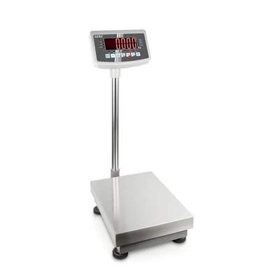 KERN EFC 300K-2 (300kg/0,02kg) 600x500 mm robusztus, könnyű, táp+akku, RS-232, rozsdamentes acél platform- csomagmérleg állvány, nagy kijelző, sok funkció 2évG