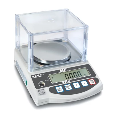 KERN EG 220-3NM (220g/0,001g) robusztus rezgővillás mérőcellás digitális precíziós asztali mérleg, RS232, ütésálló, sok mértékegység, beépített kalibrálósúly