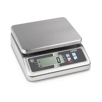 KERN FOB 3K-3LM (3000g/1g) rozsdamentes, HACCP kompatibilis digitális asztali mérleg ellenőrző méréssel, hitelesíthető
