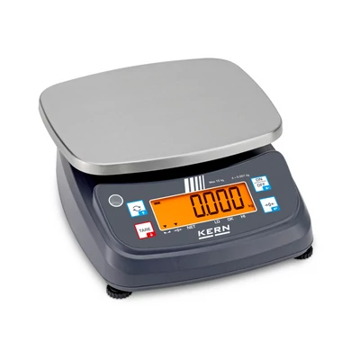 KERN FPB 15K-3 (15kg/0,001kg) IP68/IP69K digitális asztali mérleg ellenőrző mérés, darabszámlálás, adapter, akkumulátor