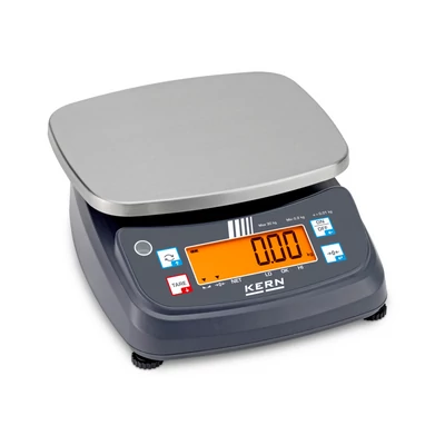 KERN FPB 30K-2M (30kg/0,01kg) IP68/IP69K digitális asztali mérleg ellenőrző mérés, darabszámlálás, adapter, akkumulátor, hitelesíthető