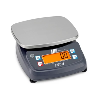 KERN FPB 3K-4 (3kg/0,2g) IP68/IP69K digitális asztali mérleg ellenőrző mérés, darabszámlálás, adapter, akkumulátor