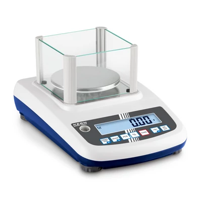 KERN PFB 600-2 (600g/0,01g) digitális precíziós mérleg ellenőrző méréssel, sok funkcióval, IoT Ready, RS232, opcionális akkumulátor