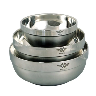 My Weigh rozsdamentes acél tál készlet mérlegekhez, 3 darab, 14 cm, 18 cm és 20 cm átmérővel