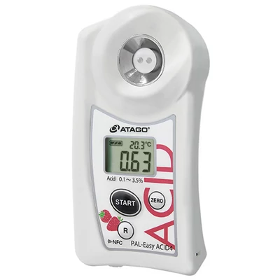 ATAGO PAL-Easy ACID4 Master Kit földi eper, szamóca digitális refraktométer savtartalom (0,1-3,5％) mérésére, 100 mérés rögzítése, NFC adatátvitel