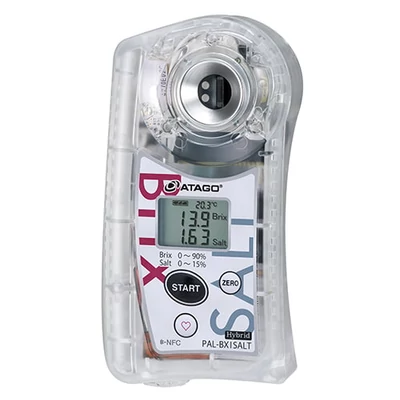 ATAGO PAL-BX|SALT (Brix/Só) digitális refraktométer Brix érték (0,00-90,00%, 0,1%) és só tartalom ( 0,00-15,00%, 0,01%) mérésére, 100 mérés rögzítése