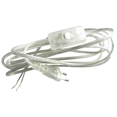 Szerelt vezeték átlátszó kapcsolóval 250V, 2A, 2p, 2x0,75mm2, 1,8m