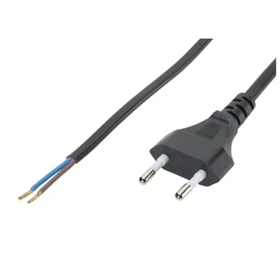 Szerelt vezeték fekete kapcsoló nélkül 250V, 2A, 2p, 2x0,75mm2, 1,8m