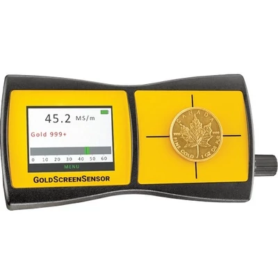 GoldScreenSensor nemesfém vizsgáló műszer a 10 - 50 g közötti lapos érmék, lapkák vizsgálatára (kapszulában vagy bliszterben is)