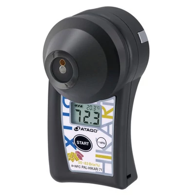 ATAGO PAL-HIKARi 71 digitális refraktométer szárított édesburgonya Brix érték (55,0-83,0％, 0,1%) érintéses mérésére, 100 mérés rögzítése, NFC adatátvitel