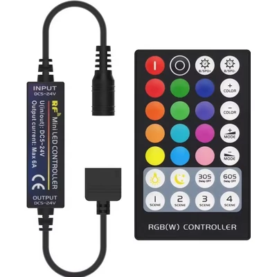 Mini RGB LED vezérlő rádiófrekvenciás, DC5-24V, maximum 6A
