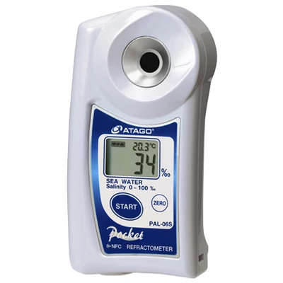 ATAGO PAL-06S digitális refraktométer tengervíz sótartalom (0 - 100‰, 1‰) mérésére, 100 mérés rögzítése, NFC adatátvitel