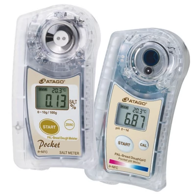 ATAGO PAL-Bread Dough Meister Set digitális refraktométer étel sótartalom (0,0-10,0%, 0,01%) és pH (0,00 - 14,00) mérésére, 100 mérés rögzítése, NFC adatátvitel