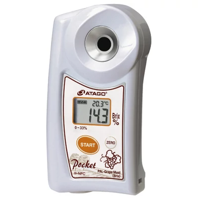 ATAGO PAL-Grape Must (Brix) digitális refraktométer must Brix érték (0,0-33％, 0,1%) mérésére, 100 mérés rögzítése, NFC adatátvitel