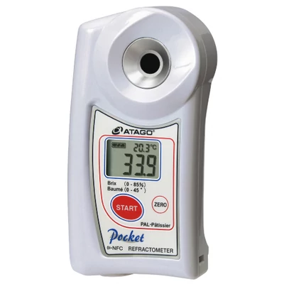 ATAGO Pâtissier digitális refraktométer Brix (0,0 - 85,0 %, 0,1%) és (Baumé, 0,0-45°, 1°) mérésére, 100 mérés rögzítése, NFC adatátvitel