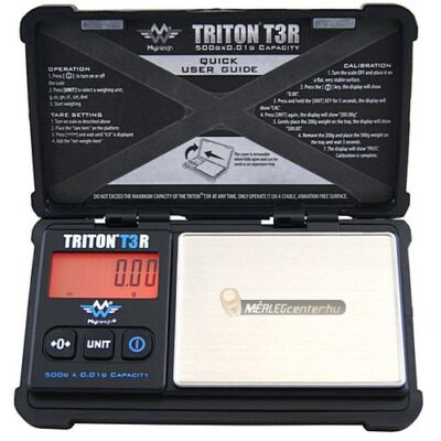 TRITON T3R 500g/0,01g akkumulátoros digitális precíziós zsebmérleg, gramm mérleg, ékszermérleg - 2 év garancia