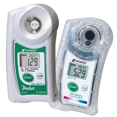 ATAGO WSF Meister Set digitális refraktométer elektromos vezetőképesség (0,00 to 19,9 mS/cm), teljes oldott szárazanyag tartalom (0 - 9950 ppm ) és pH (0,00 - 14,00) mérésére, 100 mérés rögzítése, NFC adatátvitel
