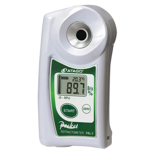 ATAGO PAL-3 digitális refraktométer Brix érték (0,0-93％, 0,1%, 10-100°C között) mérésére, 100 mérés rögzítése, NFC adatátvitel