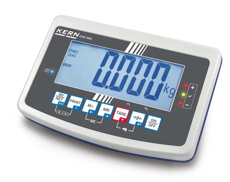 KERN KFB-TM kijelző ipari mérlegekhez, d=30000, e=6000, 5 és fél 52 mm-es számjegy, műanyag ház, sok funkció, hitelesíthető