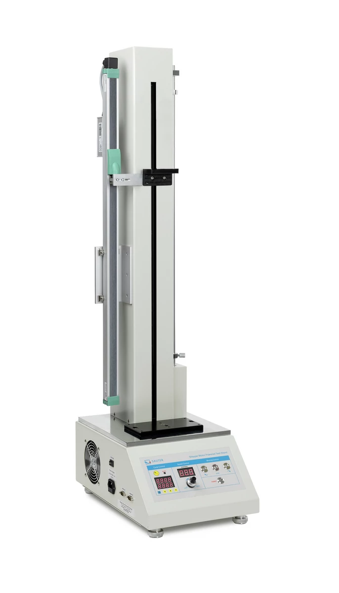 Sauter (KERN) TVO 2000N500S-LD léptető motoros prémium tesztelő, vizsgálati állvány erőmérőkhöz, járathossz 700 mm, hosszúságmérővel, 2 kN, szoftverrel