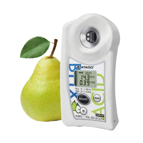 ATAGO PAL-BX|ACID14 Master Kit körte digitális refraktométer Brix érték (0-90％), savtartalom (0,1-4％) és arányuk mérésére, 100 mérés rögzítése, NFC adatátvitel