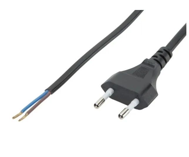 Szerelt vezeték fekete kapcsoló nélkül 250V, 2A, 2p, 2x0,75mm2, 1,8m