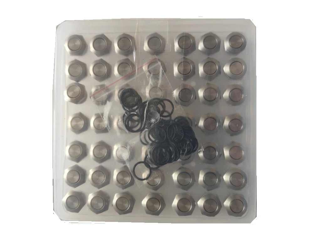 Fém nyomógomb, maximum 230V, 12 mm furat átmérő
