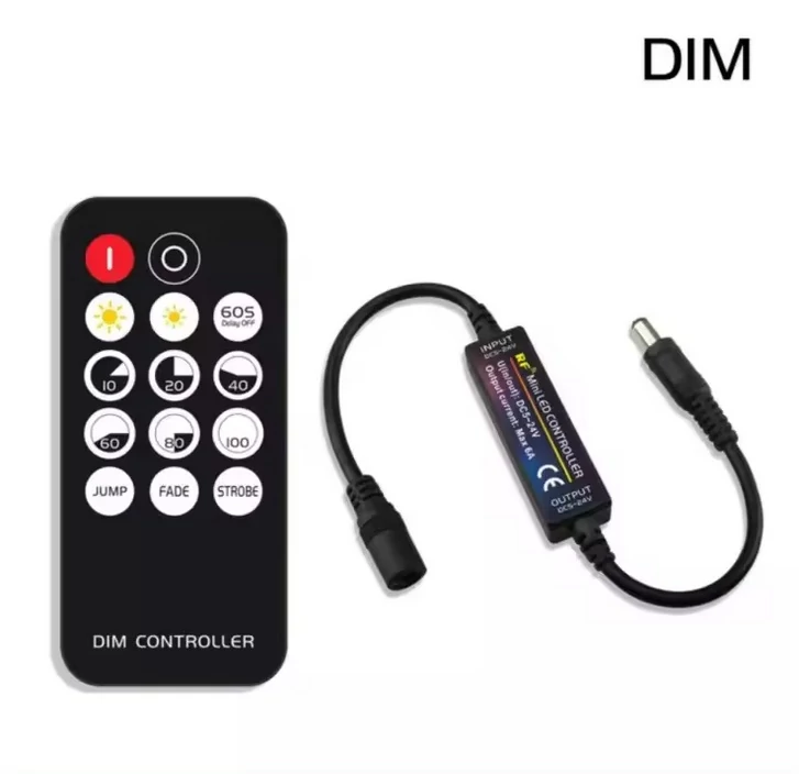 Mini dimmer LED vezérlő rádiófrekvenciás, DC5-24V, maximum 6A