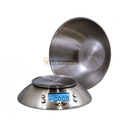 MyWeigh Steele (5kg/1g) tálas, rozsdamentes acél digitális konyhai mérleg hőmérővel, időzítővel